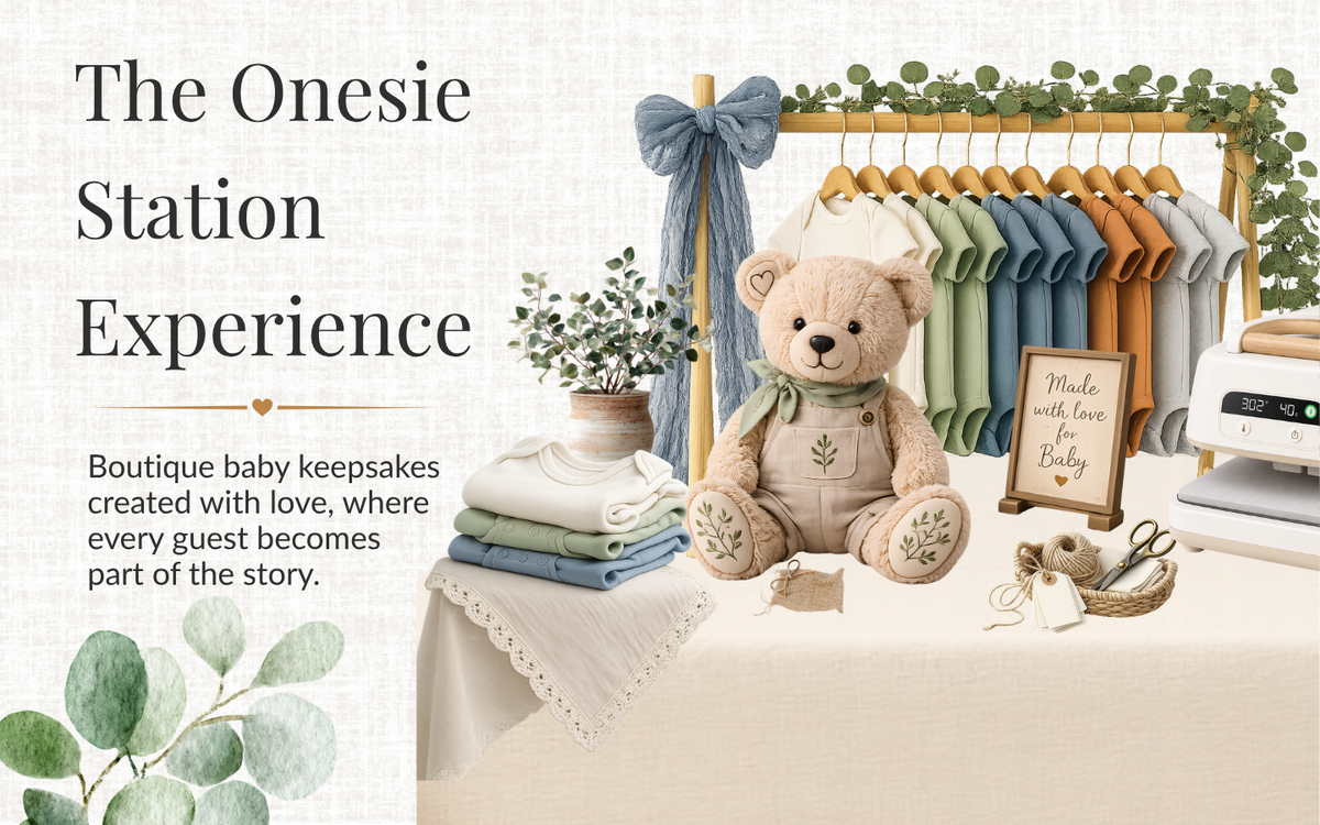 CDubz DeZigns Onesie Station Experience featuring a curated interactive baby bodysuit experience for events and celebrations.