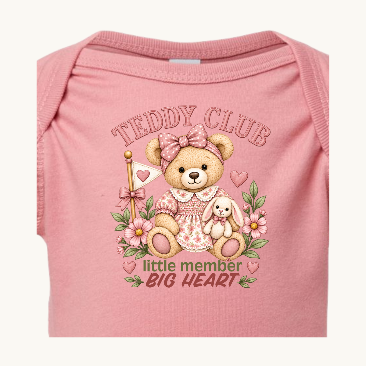 Little Member Baby Bodysuit – Dusty Rose artwork detail